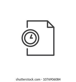 File and clock outline icon. linear style sign for mobile concept and web design. folder time simple line vector icon. Symbol, logo illustration. Pixel perfect vector graphics