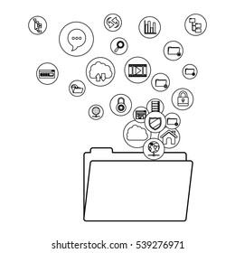 File cloud computing and media icon set design