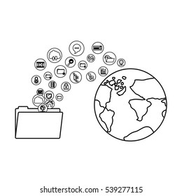 File cloud computing and media icon set design