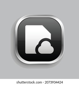 diseño de iconos de relleno de nube de archivos. Estilo botón brillante rectángulo redondeado aislado en fondo gris. Ilustración del vector