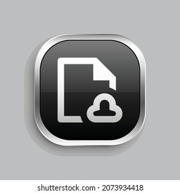 diseño de iconos de línea de nube de archivos. Estilo botón brillante rectángulo redondeado aislado en fondo gris. Ilustración del vector