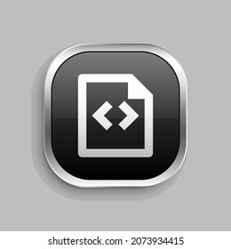 file code line icon design. Glossy Button style rounded rectangle isolated on gray background. Vector illustration