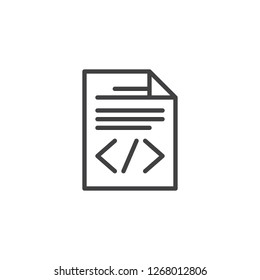 File coding outline icon. linear style sign for mobile concept and web design. Document file script simple line vector icon. Symbol, logo illustration. Pixel perfect vector graphics