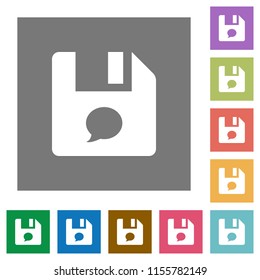 File comment flat icons on simple color square backgrounds