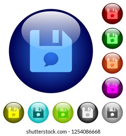 File comment icons on round color glass buttons