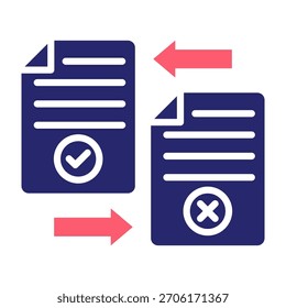 File Compare Icon Color Fill Style Vector Illustration
