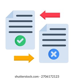 File Compare Icon Flat Style Vector Illustration