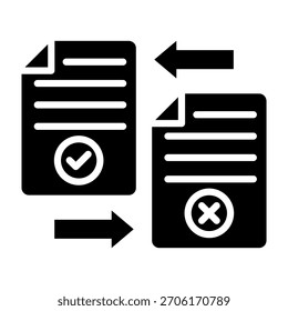 File Compare Icon Glyph Style Vector Illustration