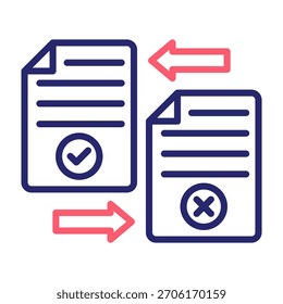 Archivo Comparar Icono Línea Color Estilo Ilustración vectorial