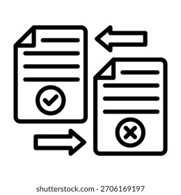 File Compare Icon Line Style Vector Illustration