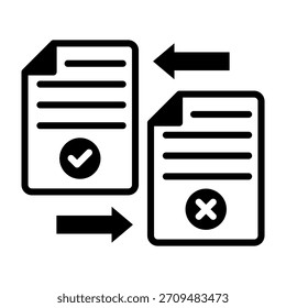 File Compare Icon Mixed Style Vector Illustration