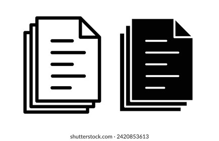 File Compilation Line Icon. Document Assembly Icon in Black and White Color.