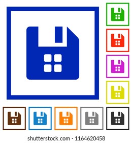 File components flat color icons in square frames on white background