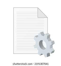 File computer document with gear icon Settings icon or instruction