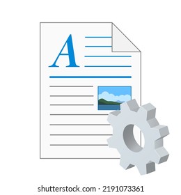 File computer document icon with gear icon Settings icon or instruction