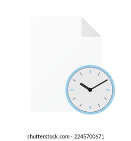 File computer document with watch icon isolated on white background