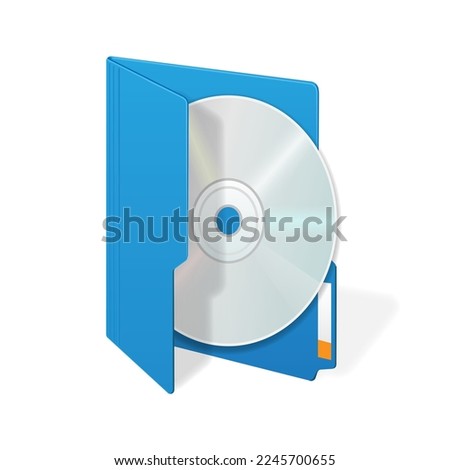 File computer folder with compact disk icon isolated on white background