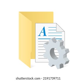File computer folder and document with gear icon Settings icon or instruction