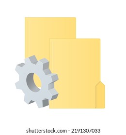 File computer folder icon with gear icon Settings icon or instruction