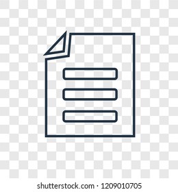 File concept vector linear icon isolated on transparent background, File concept transparency concept in outline style