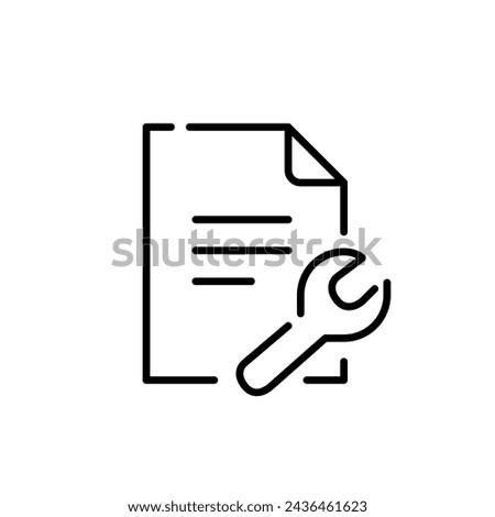 File configuration and maintenance tools. File symbol and wrench. Pixel perfect vector icon