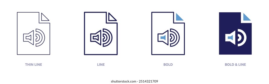 Icono de conversión de archivos en 4 estilos diferentes. Línea delgada, línea, negrita y línea negrita. Estilo duotono. Trazo editable.