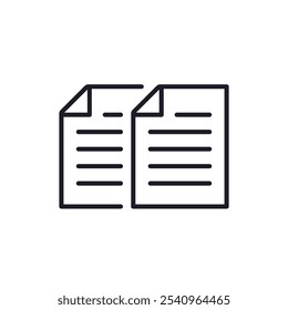 ícone cópias de arquivo, duplica pictograma de vetor de linha