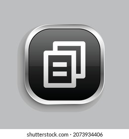 file copy 2 line icon design. Glossy Button style rounded rectangle isolated on gray background. Vector illustration