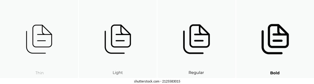 file copy alt icon. Thin, Light Regular And Bold style design isolated on white background