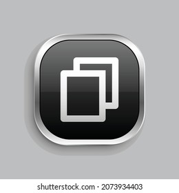 file copy line icon design. Glossy Button style rounded rectangle isolated on gray background. Vector illustration