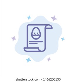 File, Data, Easter, Egg Blue Icon on Abstract Cloud Background. Vector Icon Template background