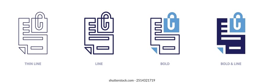 Icono de descifrado de archivos en 4 estilos diferentes. Línea delgada, línea, negrita y línea negrita. Estilo duotono. Trazo editable.