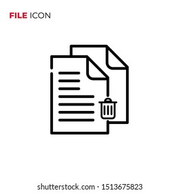 File delete icon vector on white background