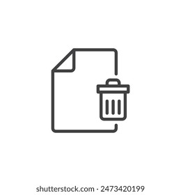 File delete line icon. linear style sign for mobile concept and web design. Document file with a trash bin outline vector icon. Symbol, logo illustration. Vector graphics