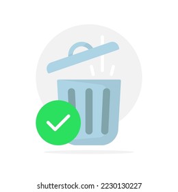 file deleted successfully, throw it away, trash concept illustration flat design vector eps10. simple, modern graphic element for landing page, empty state ui, infographic, icon