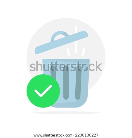 file deleted successfully, throw it away, trash concept illustration flat design vector eps10. simple, modern graphic element for landing page, empty state ui, infographic, icon