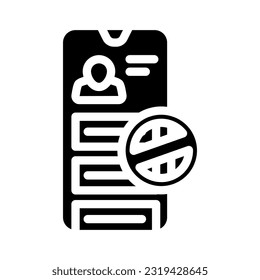 -Datei verweigern Sie die Glyphsymbol-Vektorgrafik. -Datei abweisen. einzelne Symbolillustration