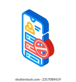 vectorial de icono isométrico de negación de archivos. signo de denegación de archivo. ilustración de símbolo aislado