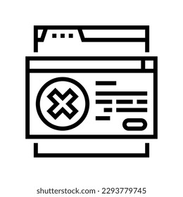 vector de icono de negación de línea de archivo. signo de denegación de archivo. símbolo de contorno aislado ilustración negra