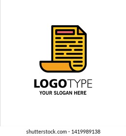 File, Design, Document Business Logo Template. Flat Color