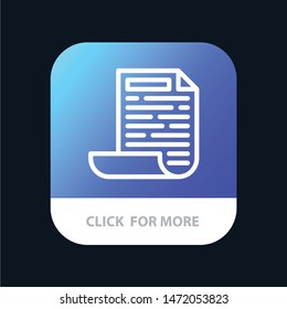 File, Design, Document Mobile App Button. Android and IOS Line Version