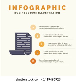 File, Design, Document Solid Icon Infographics 5 Steps Presentation Background