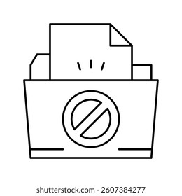 file didn't save in online folder line icon vector. file didn't save in online folder sign. isolated contour symbol black illustration