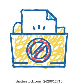 file didn't save in online folder doodle icon sketch vector. file didn't save in online folder sign. isolated symbol illustration