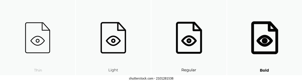 icono de visualización de archivos. Diseño delgado, ligero y audaz aislado en un fondo blanco