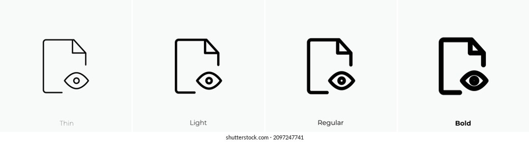 file display one icon. Thin, Light Regular And Bold style design isolated on white background