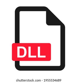 Icono plano de archivo DLL aislado en fondo blanco. Ilustración vectorial de formato DLL.