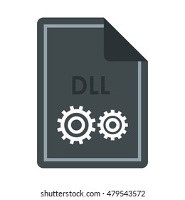 File DLL icon in flat style isolated on white background. Document type symbol vector illustration