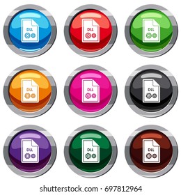 File DLL set icon isolated on white. 9 icon collection vector illustration