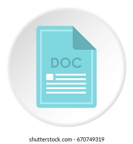 File DOC icon in flat circle isolated vector illustration for web